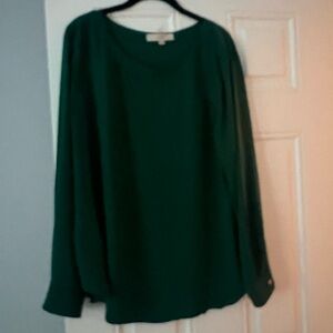 LOFT NWOT pleated green blouse